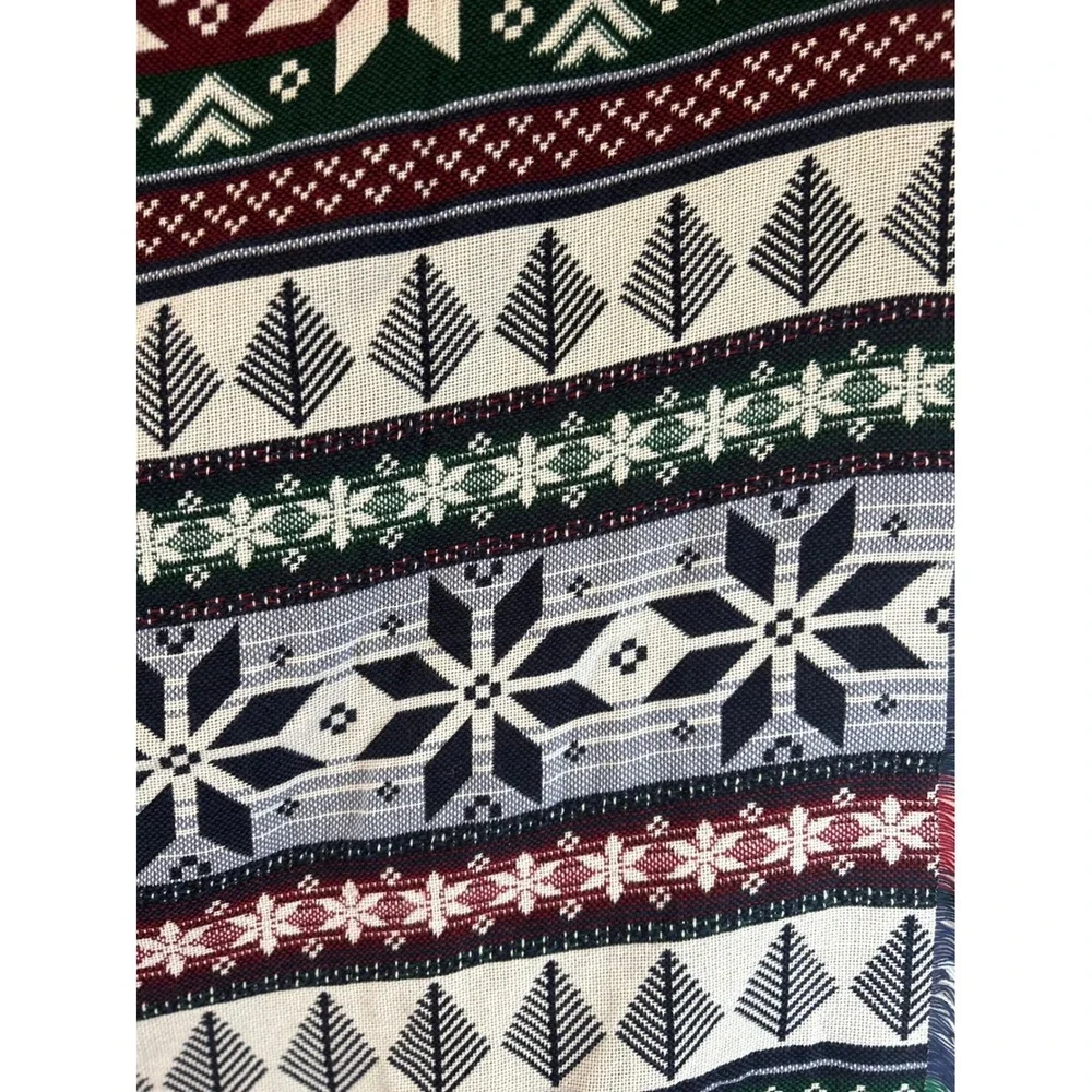 Christmas Nordic Snowflake Tree Fringe Throw Blanket Cozy‎ Winter Holiday